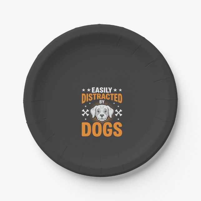 Plato De Papel Fácilmente Distraído Por Perros (Anverso)