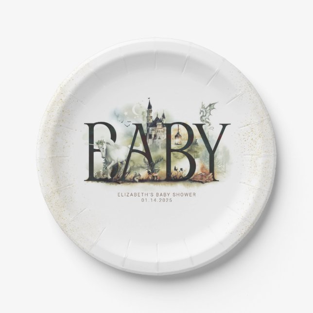 Plato De Papel Fairtale Fantasy Creations Baby Shower (Anverso)