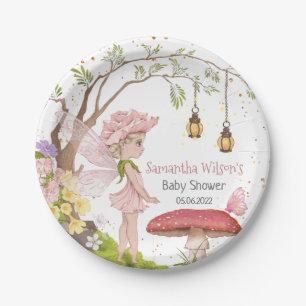 Plato De Papel Fairy Baby Shower Floral Fairy Baby Shower