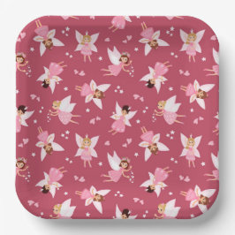 Plato De Papel Fairy Birday Party Pink