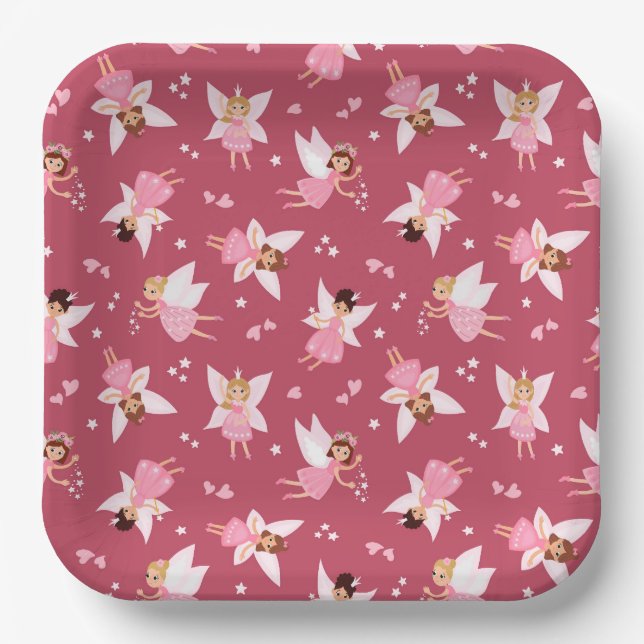 Plato De Papel Fairy Birday Party Pink (Anverso)