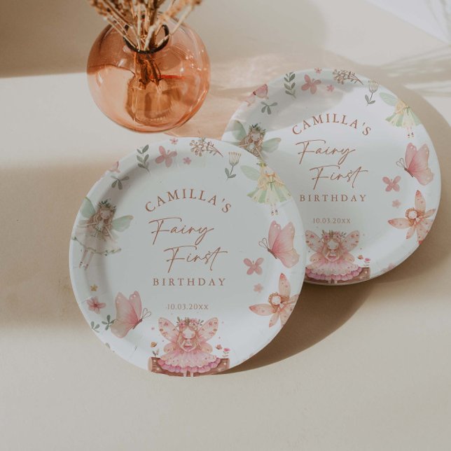 Plato De Papel Fairy First Chica Birthday Party (Subido por el creador)