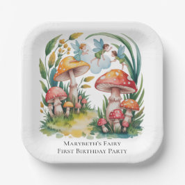 Plato De Papel Fairy First Chica Birthday Party
