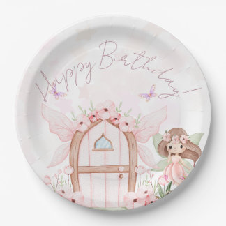 Plato De Papel Fairy First Girl's 1st Birthday Party Custom