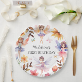 Plato De Papel Fairy First Magical Garden 1º cumpleaños