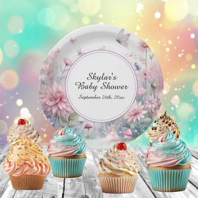Plato De Papel Fairy Garden Baby Shower (Subido por el creador)