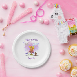 Plato De Papel Fairy Garden Birthday Paper Plate