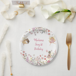Plato De Papel Fairy Garden Boho Wildflower Cumpleaños