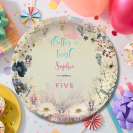 Plato De Papel Fairy garden fantasía floral niños cumpleaños
