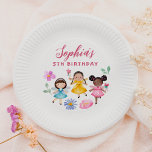 Plato De Papel Fairy Garden Watercolor Floral Chica Fiesta de cum<br><div class="desc">¡Agrega algo de diversión a tu fiesta de cumpleaños con estos platos de papel! Diseñado para coincidir con nuestra colección Fairy Garden Floral Birthday Party, este diseño presenta el nombre de la chica de cumpleaños y su edad en la cima de 3 amigos de hadas con vistosos y coloridos vestidos...</div>