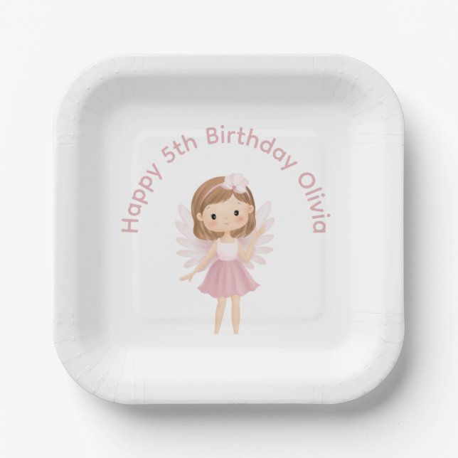 Plato De Papel Fairy Happy Birday (Anverso)