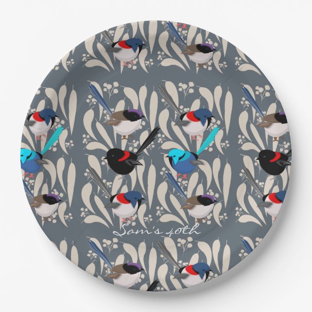 Plato De Papel Fairy Wrens (Anverso)
