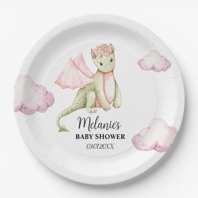 Plato De Papel Fairytale Dragon Baby Shower (Anverso)
