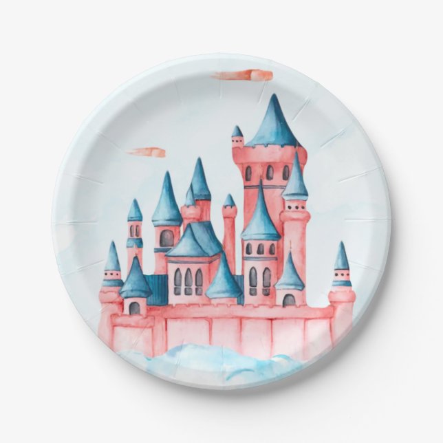 Plato De Papel Fairytale Princess Castle Birday Party (Anverso)