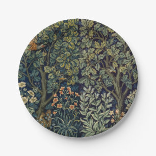 Plato De Papel Faisán pájaro árbol bosque William Morris