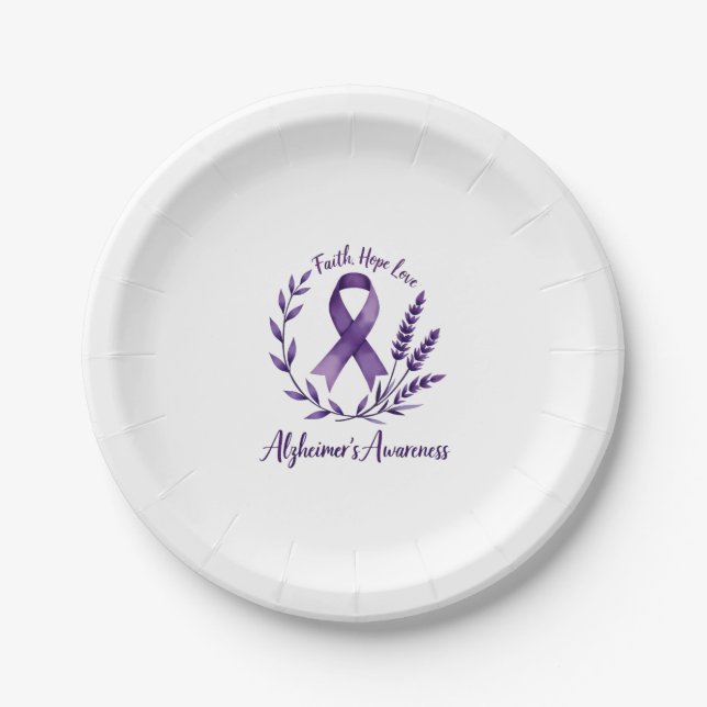 Plato De Papel Faith Hope Love Alzheimer's Awareness Dragonfly (1 (Anverso)