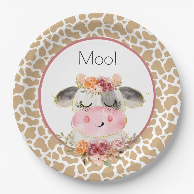 Plato De Papel Fall Barnyard Birthday Plate Oink Moo Cockadoodle (Anverso)
