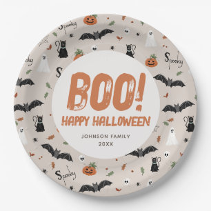 Plato De Papel Fall Boo de la Fall Halloween familiar espumosa