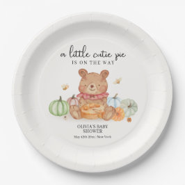 Plato De Papel Fall Cutie Pumpkin Pie Teddy Bear Baby Shower
