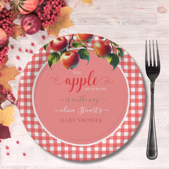 Plato De Papel Fall festividad plaid Apple tema Baby ducha (Subido por el creador)