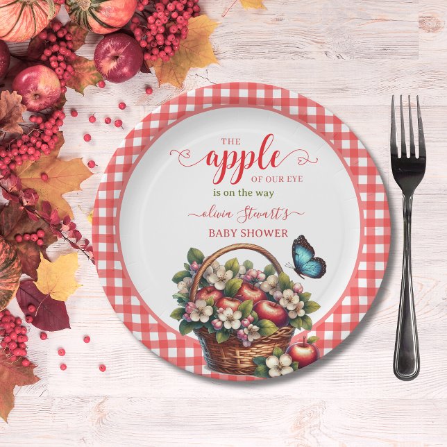 Plato De Papel Fall festividad plaid Apple tema Baby ducha (Subido por el creador)