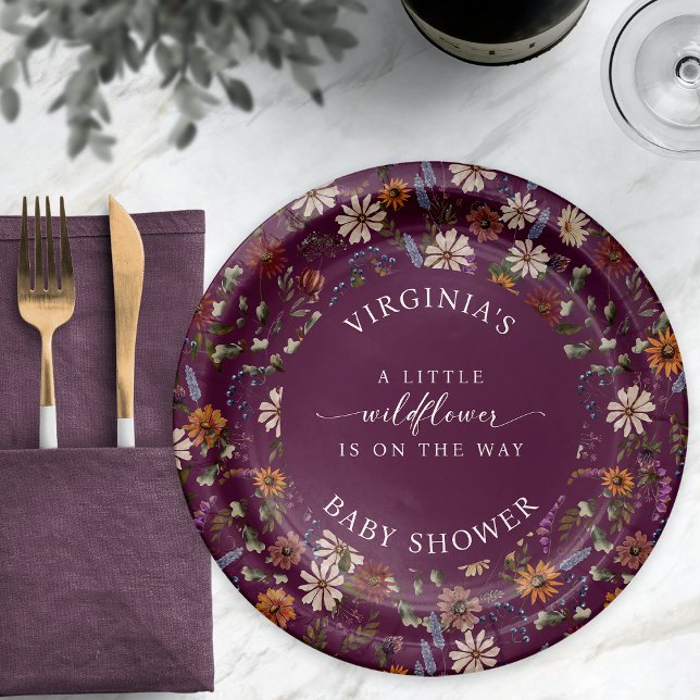 Plato De Papel Fall Floral Baby Shower (Fall Floral Baby Shower Paper Plates
)