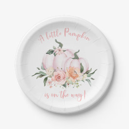 Plato De Papel Fall Floral Little Pumpkin Baby Shower