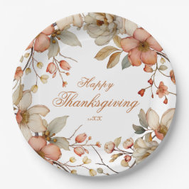 Plato De Papel Fall Floral Thanksgiving