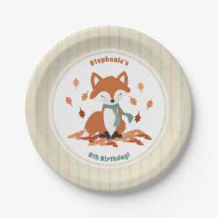 Plato De Papel Fall Fox Woodland Birthday