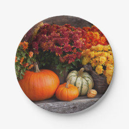 Plato De Papel Fall Harvest Tablescape - Autumn Pumpkins Flowers