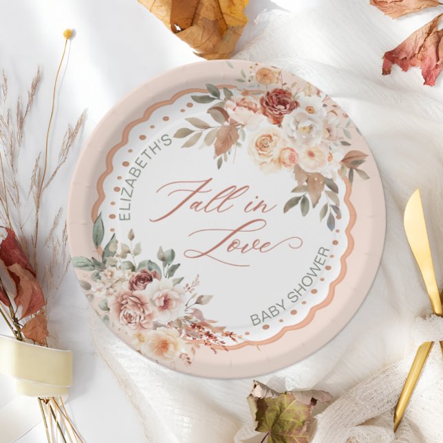 Plato De Papel Fall in Love Boho Floral Baby Shower (Subido por el creador)