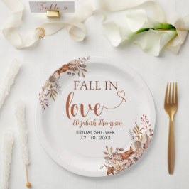 Plato De Papel Fall in Love Cute Fall Bridal Shower