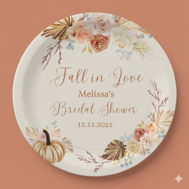 Plato De Papel Fall In Love Rustic Terracotta Bridal Shower