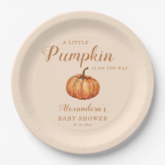 Plato De Papel Fall Little Pumpkin Baby Shower (Anverso)