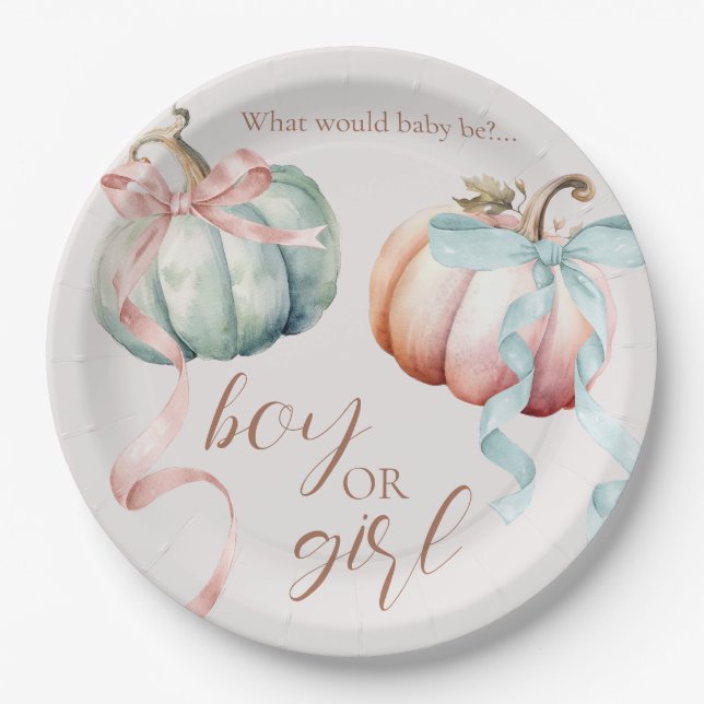 Plato De Papel Fall Pastel Pumpkin Paper Plate or Charger Plate (Anverso)