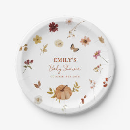 Plato De Papel Fall Pumpkin Wildflower Baby Shower