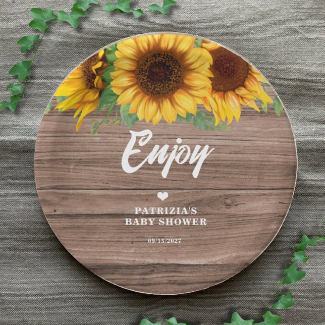 Plato De Papel Fall Sunflower | BABY SHOWER (Subido por el creador)
