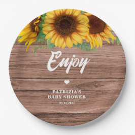 Plato De Papel Fall Sunflower | Papel Baby Shower