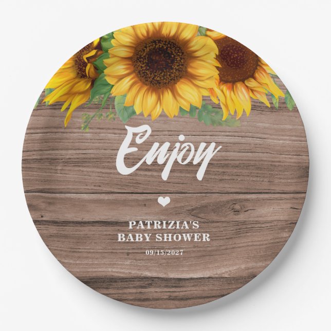 Plato De Papel Fall Sunflower | Papel Baby Shower (Anverso)
