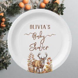 Plato De Papel Fall Woodland Deer Baby Shower