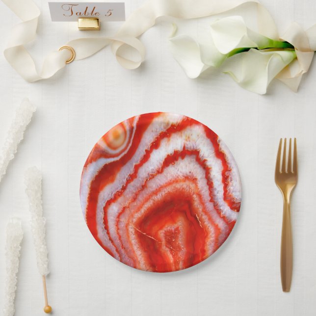 Plato De Papel Falln Blood Orange Agate. (Boda)