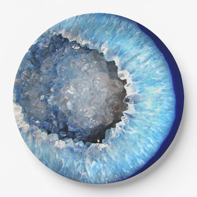 Plato De Papel Falln Geode cristalino azul (Anverso)