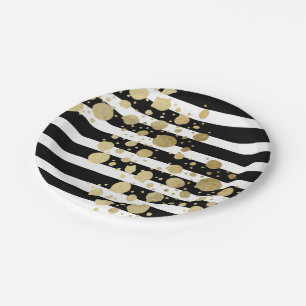 Plato De Papel Falsa salpicadura de la pintura del oro en rayas