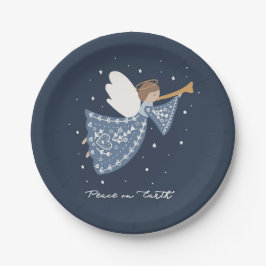 Plato De Papel Familia Angel Holiday de Peace on Earth Navidades