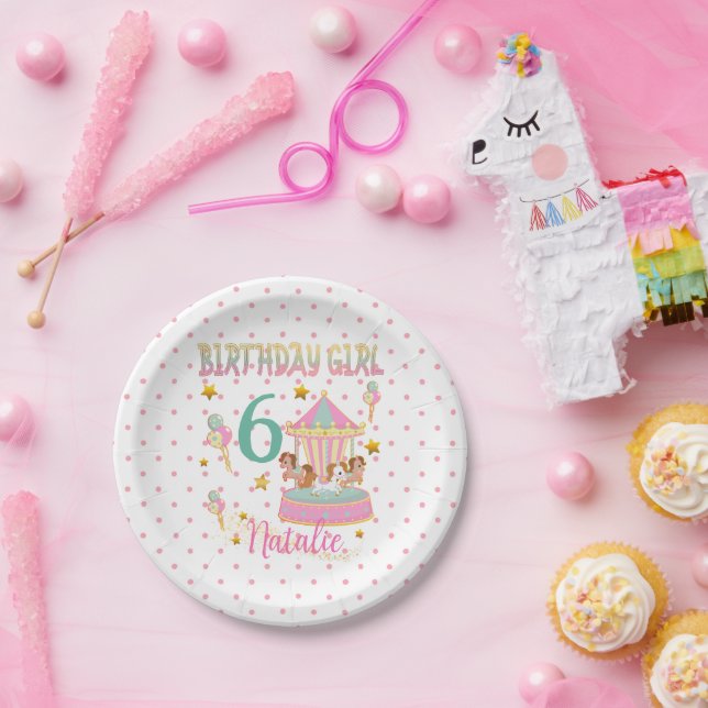 Plato De Papel Familia Carrousel Pony Birthday Pastel Colours (Fiesta)