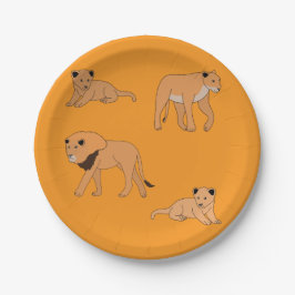 Plato De Papel Familia de leones