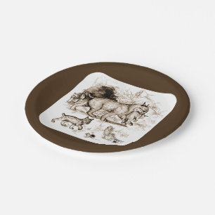 Plato De Papel Familia de Linces Rojos