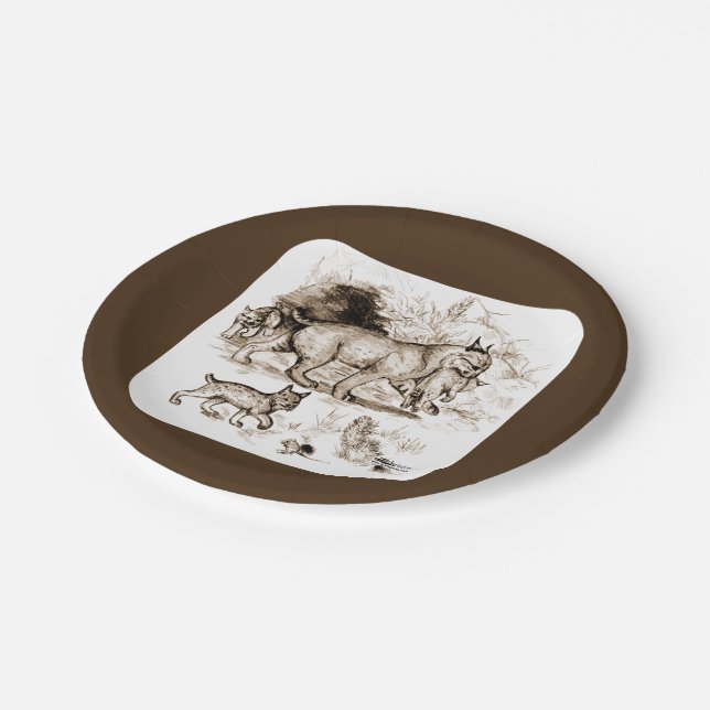 Plato De Papel Familia de Linces Rojos (Angular)