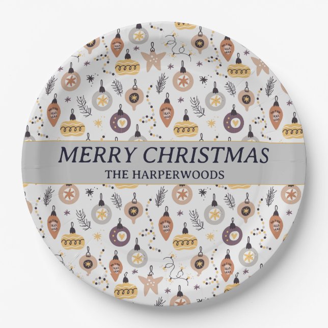 Plato De Papel Familia de Navidad Decorativa Sencilla y Moderna y (Anverso)