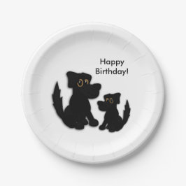 Plato De Papel Familia de perros negros